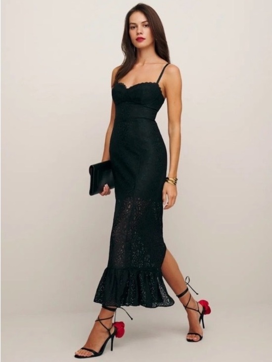 Reformation Dresses & Skirts - Reformation Cander Black Lace Corset Midi Dress Size 2 NWT